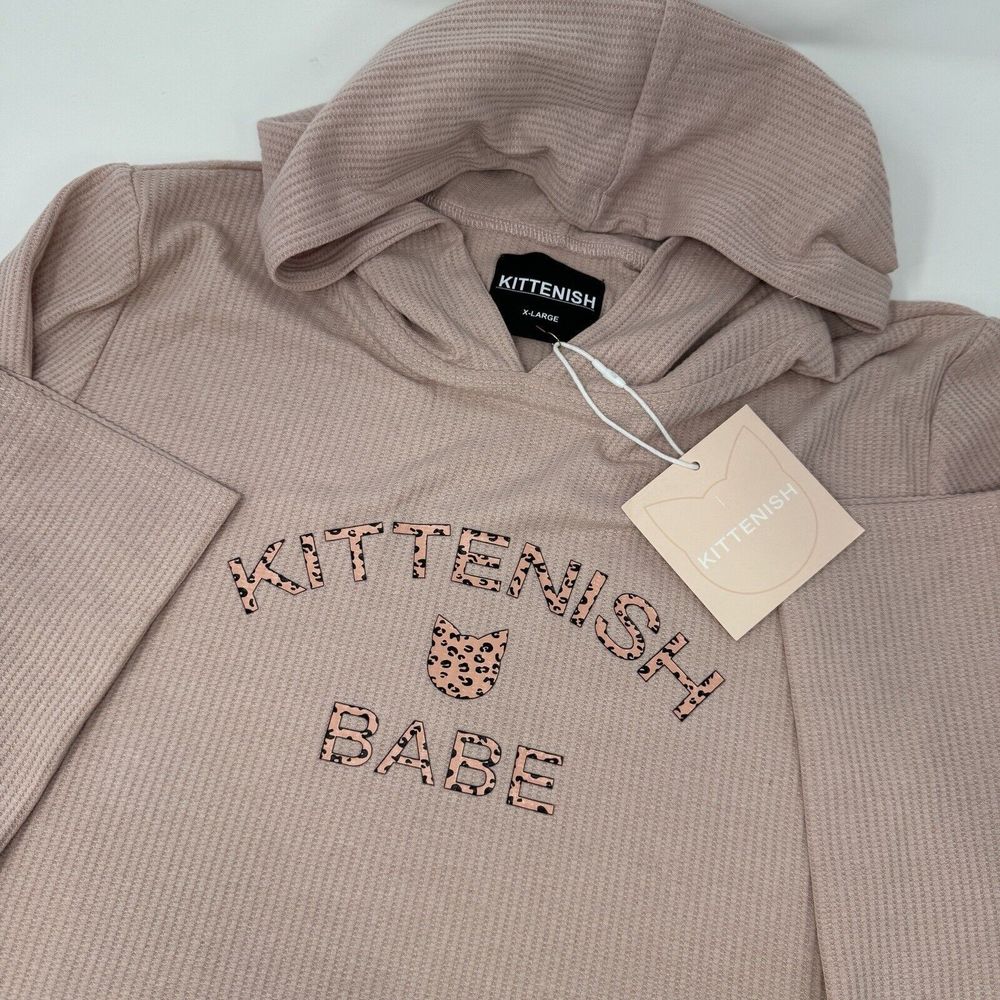 Kittenish Jessie James Decker Babe Hooded Crop‎ Logo Sweatshirt XL Pink NWT